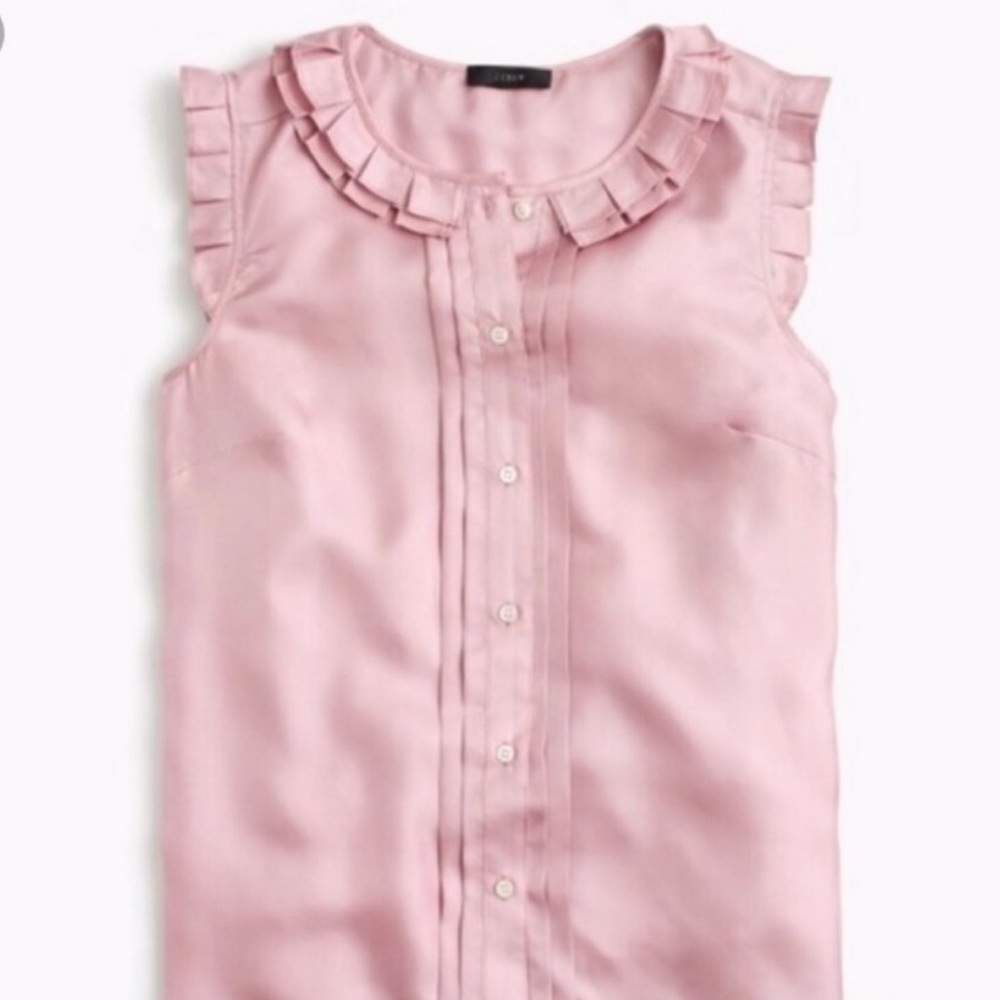 NWT J. Crew Sleeveless Button-Front Silk Top, Size 2